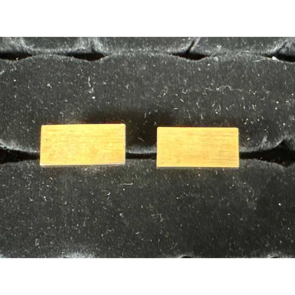 Vintage Brushed Gold Tone Rectangle Cufflinks Minimalist Formal Mens Accessory